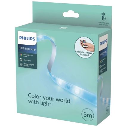 Philips - LED RGBW Dæmpbar lysstribe 5m LED/12W/230V + fjernbetjening