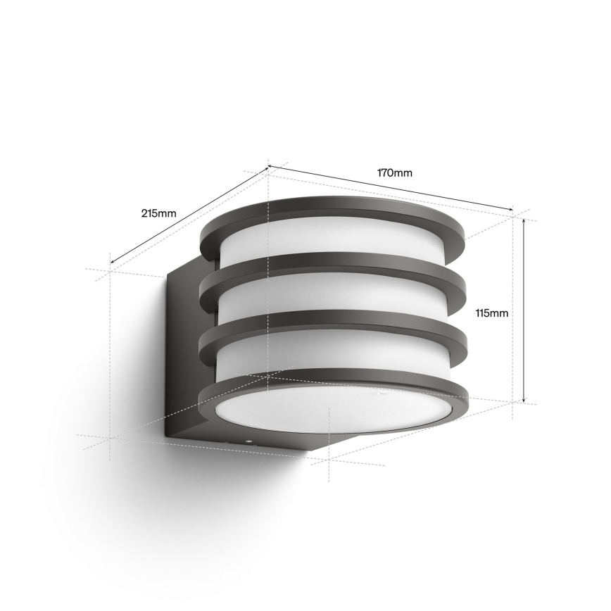 Philips - LED RGB Dæmpbar udendørs væglampe Hue LUCCA 1xE27/8,1W/230V 1000-20000K IP44
