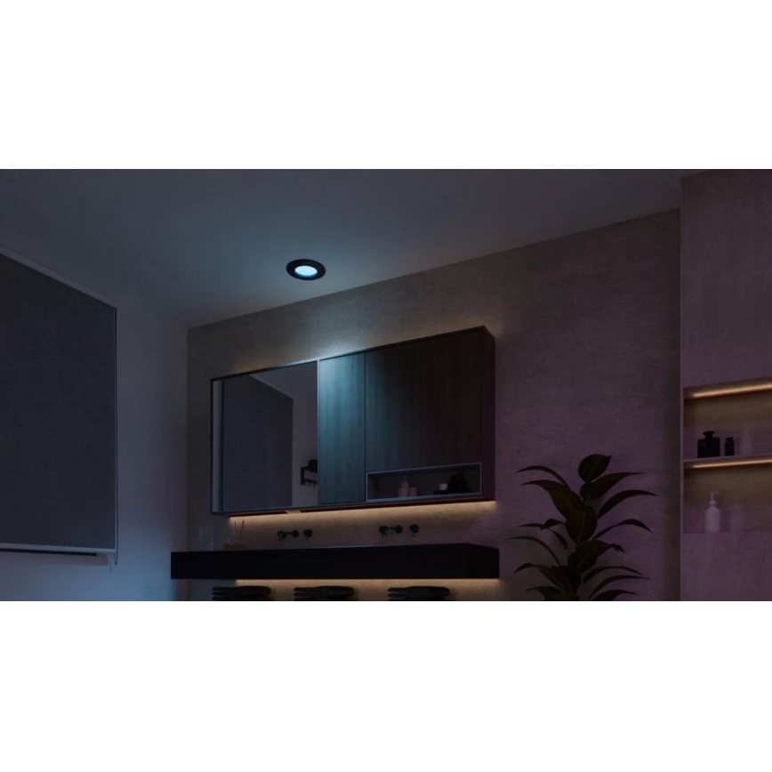 Philips - LED RGBW Indbygningslampe til badeværelse dæmpbar Hue SLIM LED/8,3W/230V 2000-6500K IP44 sort