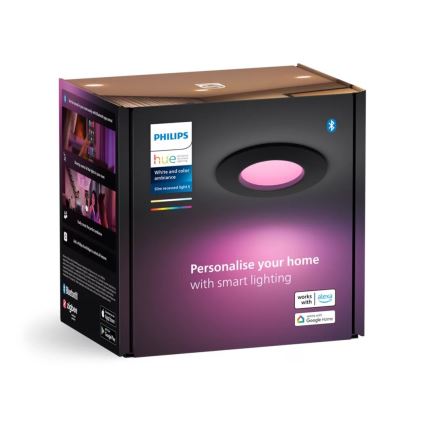 Philips - LED RGBW Indbygningslampe til badeværelse dæmpbar Hue SLIM LED/8,3W/230V 2000-6500K IP44 sort