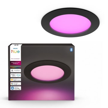 Philips - LED RGBW dæmpbar badeværelsesindbygningsspot Hue SLIM LED/12W/230V 1000-20000K sort IP44