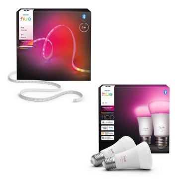 Philips - LED RGBW dæmpbar Hue FLUX 3m LED/12W/230V + 2x smartpære WHITE AND COLOR AMBIANCE E27/8,1W/230V 1000-20000K