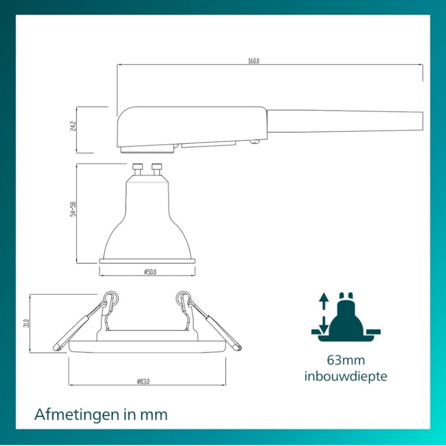 Philips - LED RGBW dæmpbar indbygningsspot PERIDOT 1xGU10/6,5W/230V 2700-6500K sort
