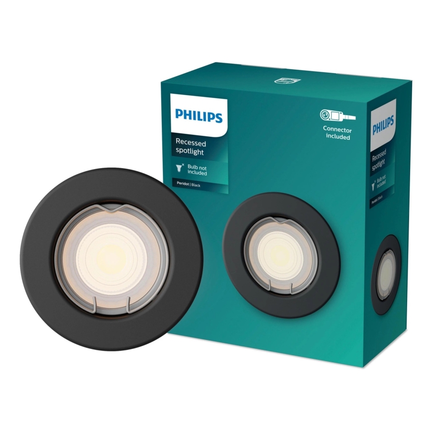 Philips - LED RGBW dæmpbar indbygningsspot PERIDOT 1xGU10/6W/230V sort + fjernbetjening