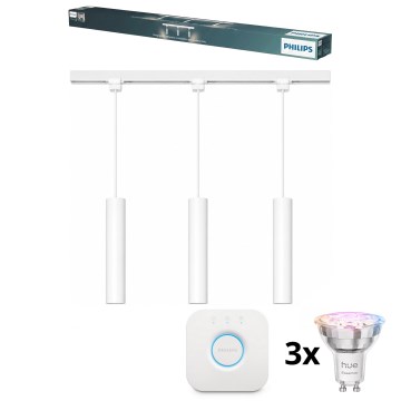 Philips - LED RGBW dæmpbar kabelpendel til EASYLINK HUE skinnesystem 3xGU10/4,7W/230V 2200-6500K 1 m hvid + Hue Bridge