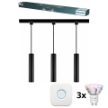 Philips - LED RGBW Dæmpbar pendel på wire i skinnesystemet EASYLINK HUE 3xGU10/4,7W/230V 2200-6500K 1m sort + Hue bridge