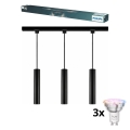 Philips - LED RGBW, dæmpbar pendel på wire til skinnesystemet EASYLINK HUE, 3xGU10/4,7 W/230 V, 2200–6500 K, 1 m, sort