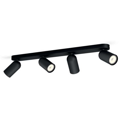 Philips - LED RGBW dæmpbar spot PONGEE 4xGU10/4,8W/230V 3000K sort + fjernbetjening