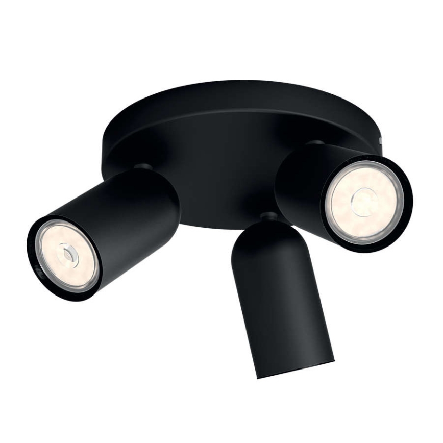 Philips - LED RGBW dæmpbar spotlampe PONGEE 3xGU10/4,8W/230V 3000K sort + fjernbetjening