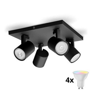 Philips - LED RGBW dæmpbar spot RUNNER 4xGU10/6,5W/230V 2700-6500K sort
