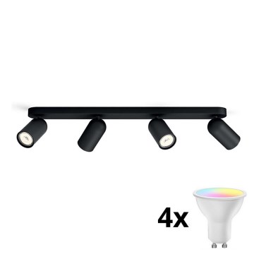 Philips - LED RGBW dæmpbar spotarmatur PONGEE 4xGU10/4,9W/230V 2700-6500K sort