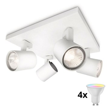 Philips - LED RGBW dæmpbar spotarmatur RUNNER 4xGU10/6,5W/230V 2700-6500K hvid