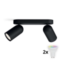 Philips - LED RGBW dæmpbar spotlampe PONGEE 2xGU10/4,8W/230V 3000K sort + fjernbetjening