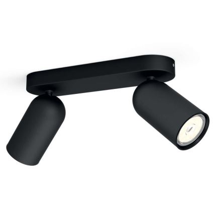 Philips - LED RGBW dæmpbar spotlampe PONGEE 2xGU10/4,8W/230V 3000K sort + fjernbetjening