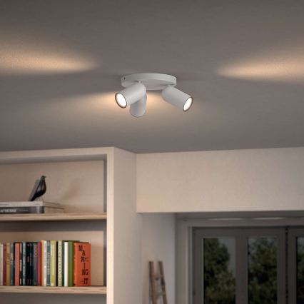 Philips - LED RGBW Dæmpbar spotbelysning PONGEE 3xGU10/4,8W/230V 3000K hvid + fjernbetjening