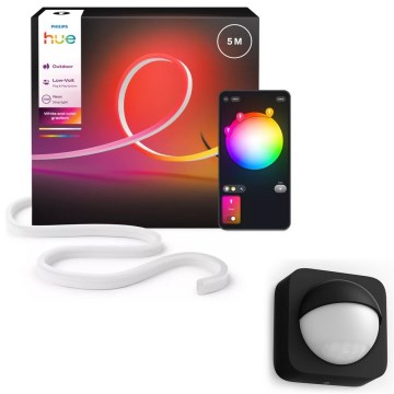 Philips - LED RGBW, dæmpbar udendørs LED-strimmel Hue NEON 5 m LED/30W/230V 2200–6500K IP67 + bevægelsessensor