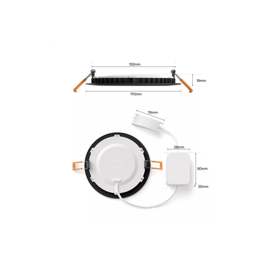 Philips - LED RGBW dæmpbar badeværelsesindbygningsspot Hue SLIM LED/12W/230V 1000-20000K sort IP44
