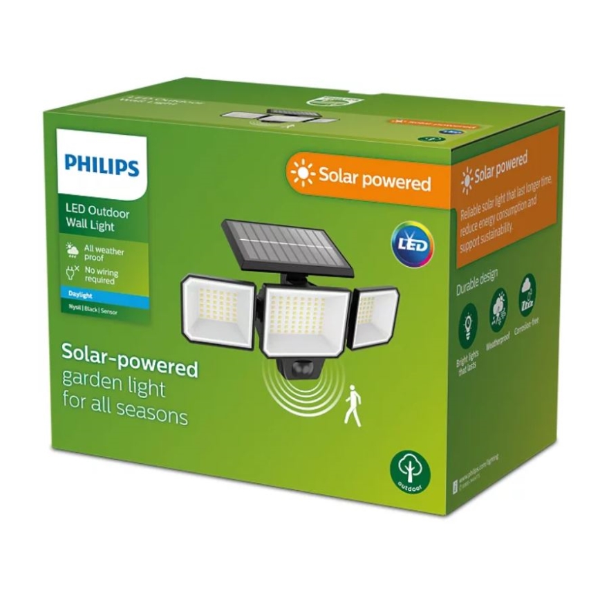 Philips -  LED Soldrevet væ projektør med sensor NYSIL 3xLED/8,7W/3,7V 2000 mAh IP65