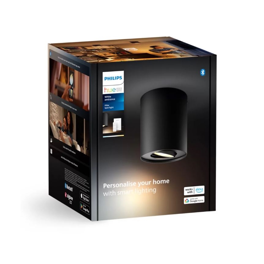 Philips - LED spotlampe dæmpbar Hue PILLAR 1xGU10/4,2W/230V 2200-6500K + fjernbetjening sort