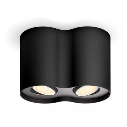 Philips - LED spotlampe dæmpbar Hue PILLAR 2xGU10/4,2W/230V 2200-6500K + fjernbetjening sort
