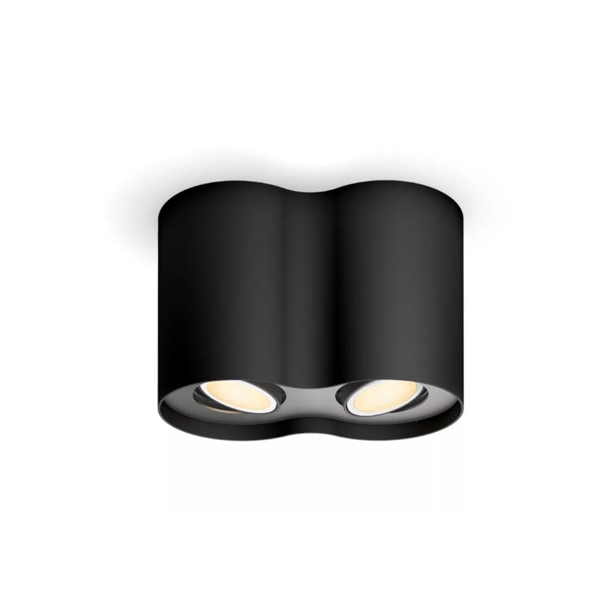 Philips - LED spotlampe dæmpbar Hue PILLAR 2xGU10/4,2W/230V 2200-6500K + fjernbetjening sort