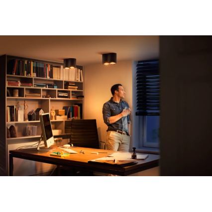 Philips - LED spotlampe dæmpbar Hue PILLAR 2xGU10/4,2W/230V 2200-6500K + fjernbetjening sort