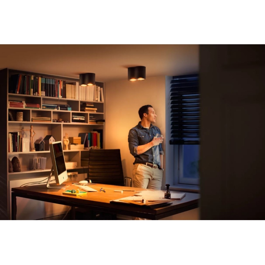 Philips - LED spotlampe dæmpbar Hue PILLAR 2xGU10/4,2W/230V 2200-6500K + fjernbetjening sort