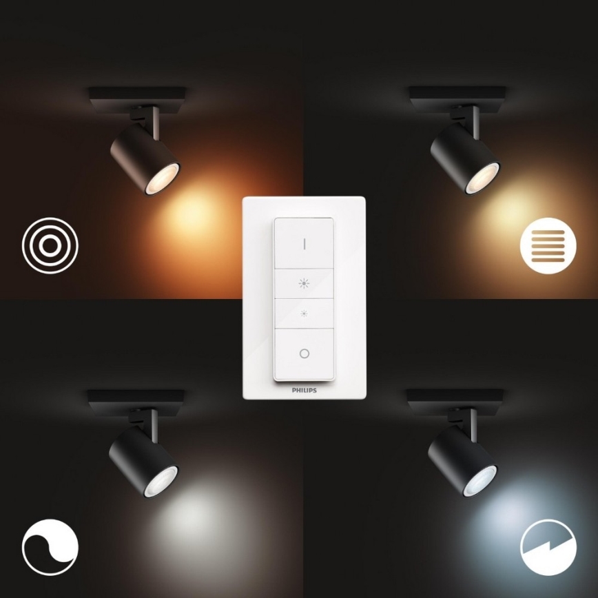 Philips - LED spotlampe dæmpbar Hue RUNNER 1xGU10/4,2W/230V 2200-6500K + fjernbetjening sort