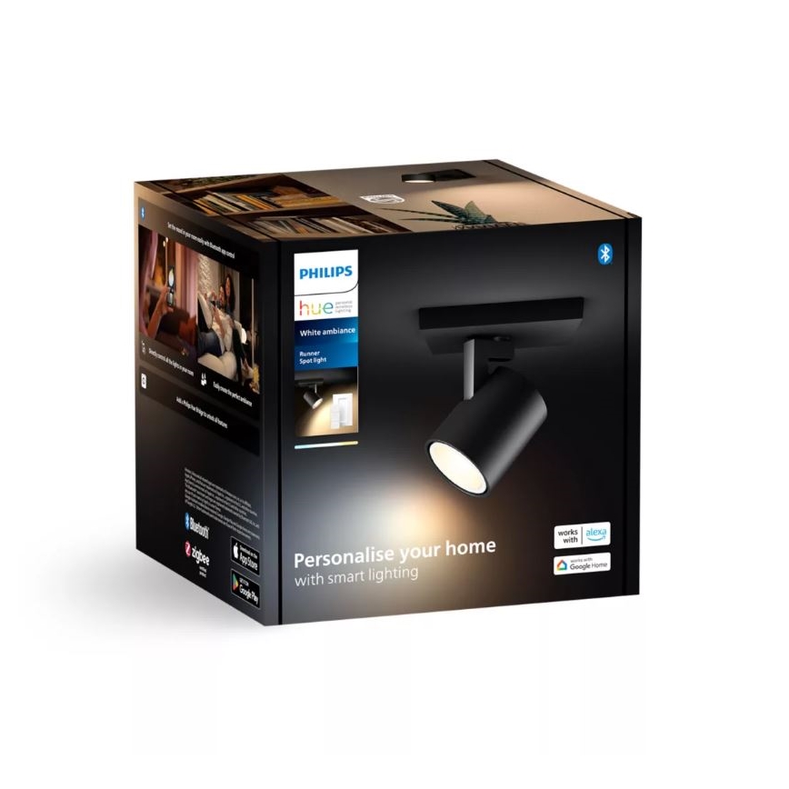 Philips - LED spotlampe dæmpbar Hue RUNNER 1xGU10/4,2W/230V 2200-6500K + fjernbetjening sort