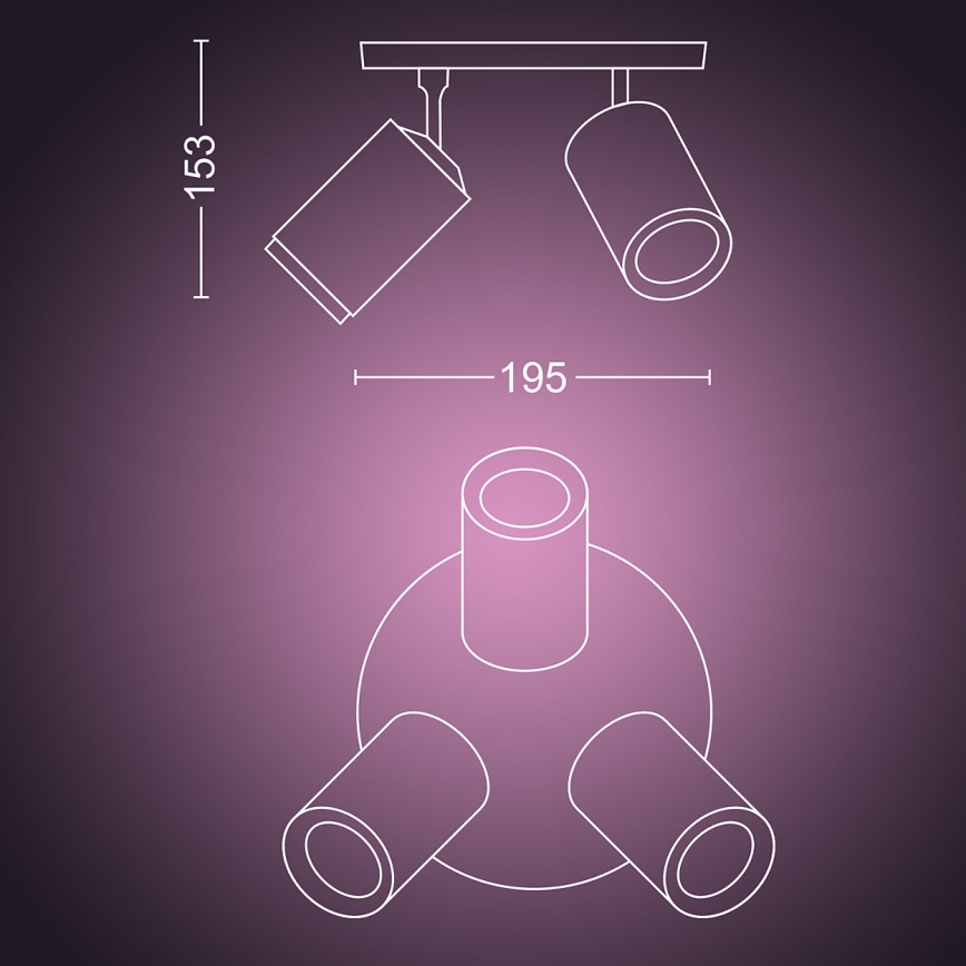 Philips - LED spotlampe m. RGBW-farver dæmpbar Hue FUGATO 3xGU10/5,7W/230V