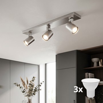 Philips - LED-spotlampe mat krom 3xGU10/20W/230V