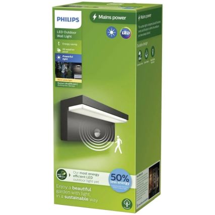 Philips - LED Udendørs væglampe med sensor BUSTAN LED/3,8W/230V 2700K IP44