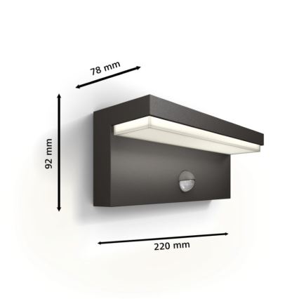 Philips - LED Udendørs væglampe med sensor BUSTAN LED/3,8W/230V 4000K IP44
