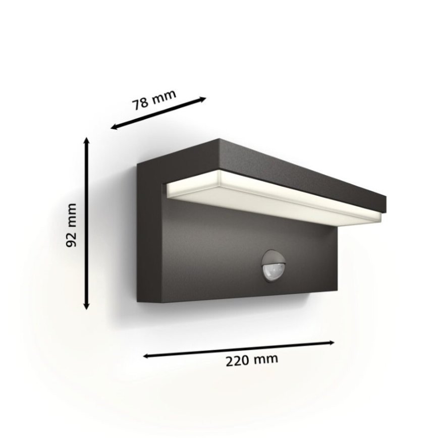 Philips - LED Udendørs væglampe med sensor BUSTAN LED/3,8W/230V 4000K IP44