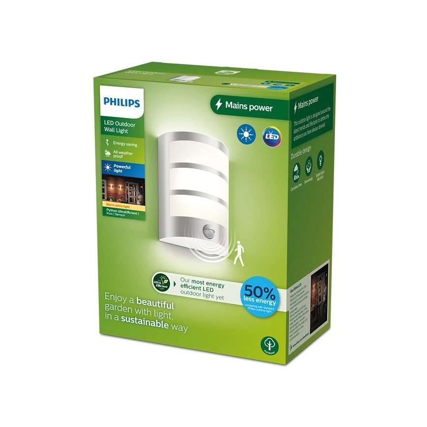 Philips - LED Udendørs væglampe med sensor PYTHON LED/3,8W/230V IP44