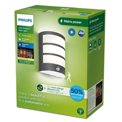 Philips - LED Udendørs væglampe med sensor PYTHON LED/3,8W/230V IP44