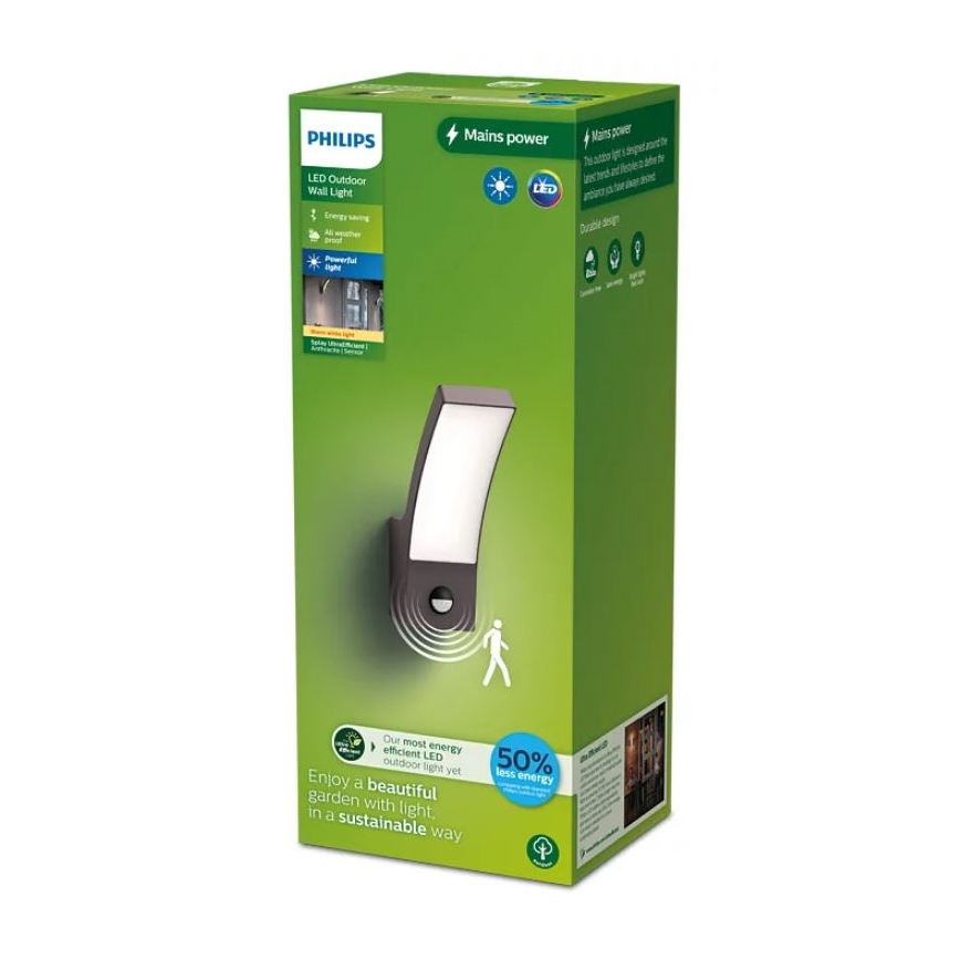 Philips - LED Udendørs væglampe med sensor SPLAY LED/3,8W/230V IP44
