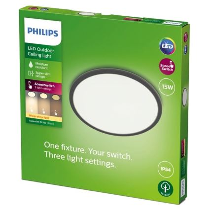 Philips - LED udendørslampe dæmpbar SUPERSLIM SCENE SWITCH LED/15W/230V IP54 sort