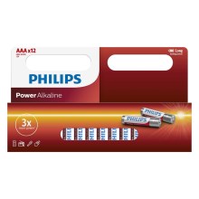 Philips LR03P12W/10 - 12 stk. Alkalisk batteri AAA POWER ALKALINE 1,5V