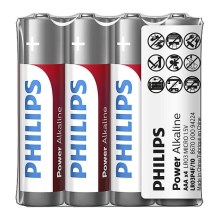 Philips LR03P4F/10 - 4 stk. Alkalisk batteri AAA POWER ALKALINE 1,5V 1150mAh