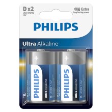Philips LR20E2B/10 - 2 stk. Alkalisk batteri D ULTRA ALKALINE 1,5V 15000mAh
