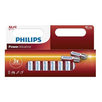 Philips LR6P12W/10 - 12 stk. Alkalisk batteri AA POWER ALKALINE 1,5V 2600mAh