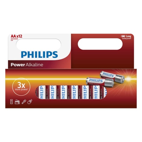 Philips LR6P12W/10 - 12 stk. Alkalisk batteri AA POWER ALKALINE 1,5V 2600mAh