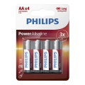 Philips LR6P4B/10 - 4 stk. AA alkalinebatterier POWER ALKALINE 1,5V 2600mAh