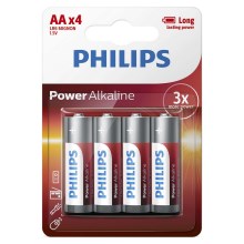 Philips LR6P4B/10 - 4 stk. Alkalisk batteri AA POWER ALKALINE 1,5V 2600mAh