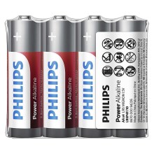 Philips LR6P4F/10 - 4 stk. Alkalisk batteri AA POWER ALKALINE 1,5V 2600mAh