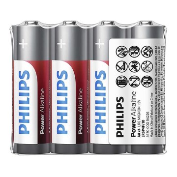 Philips LR6P4F/10 - 4 stk. Alkalisk batteri AA POWER ALKALINE 1,5V 2600mAh