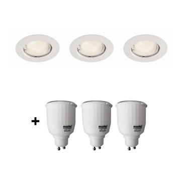 Philips Massive 59383/31/19 - SET 3x Forsænket spotbelysning + 3x sparepære 7W
