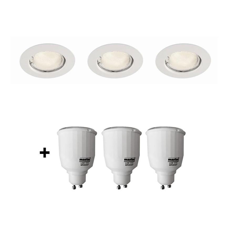 Philips Massive 59383/31/19 - SET 3x Forsænket spotbelysning + 3x sparepære 7W