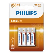 Philips R03L4B/10 - 4 stk. Zinkklorid batteri AAA LONGLIFE 1,5V